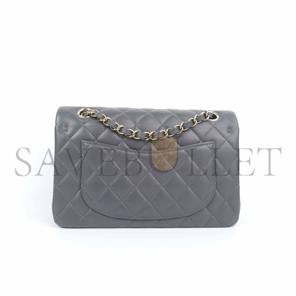 CHANEL DOUBLE FLAP MEDIUM DARK GREY AS1117 (23*14.5*6cm)